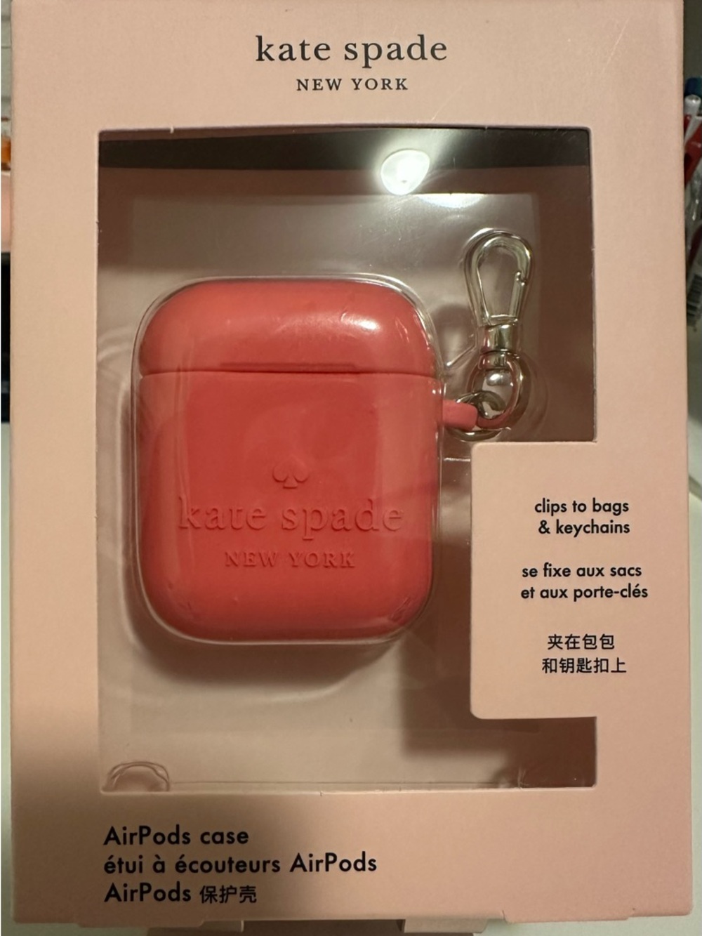 kate spade panache pink AirPods Case with Clip